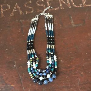 Chunky Crystal/Bead Necklace with silver accents